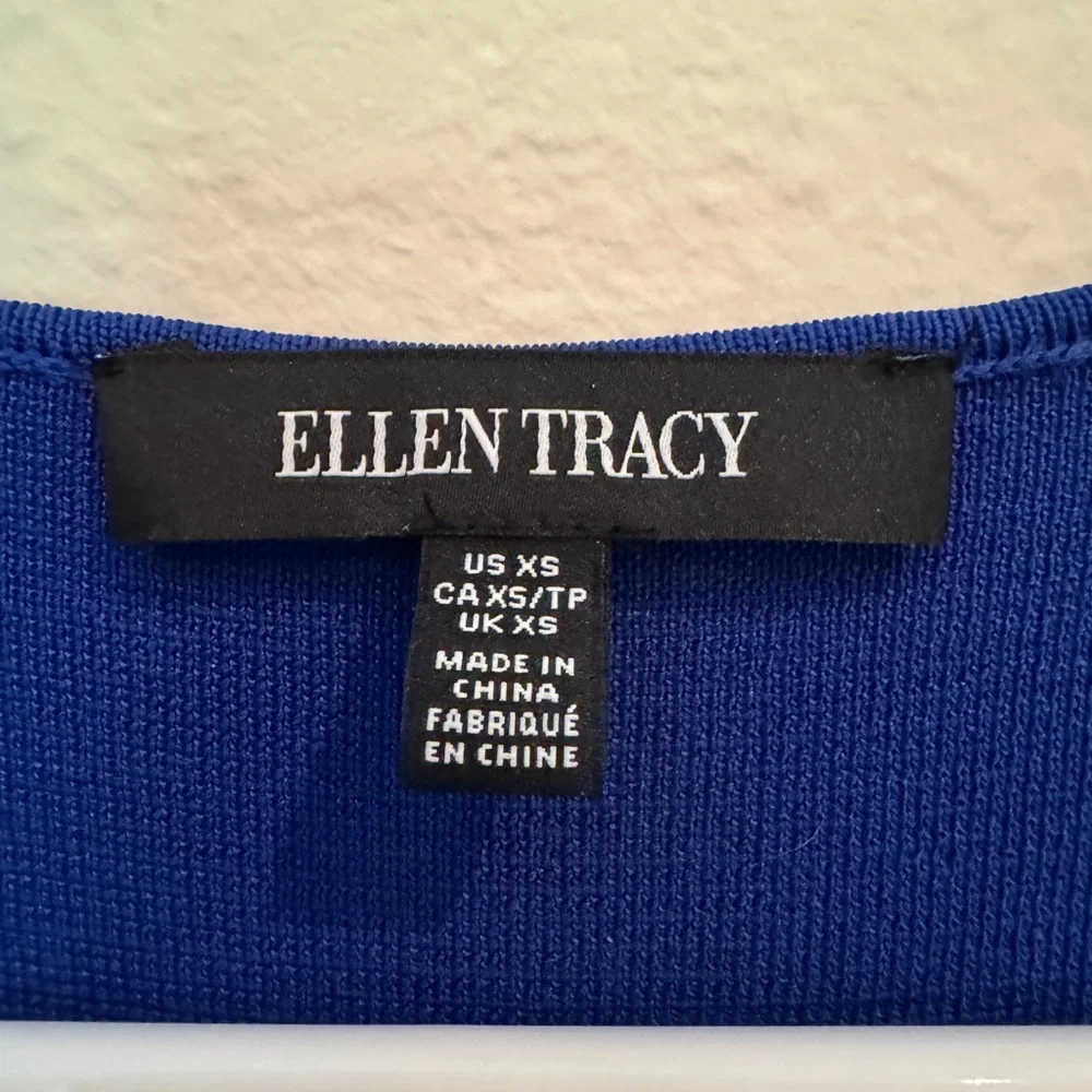 Ellen Tracy Blue Sleeveless Stretch Knit Dress - Picture 3 of 3